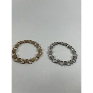 Sarah Coventry Bracelet Set Of 2Gold And Silver Toned 7” Vintage “Young And Gay”